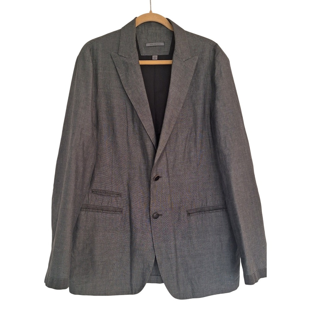 John Varvatos Size 54 Cotton Linen Sports Jacket Char Gray